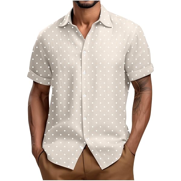 Amazon.com: Mens Polka Dot Print Short Sleeve Casual Button Down